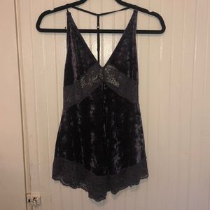 Free people grey velvet lingerie top